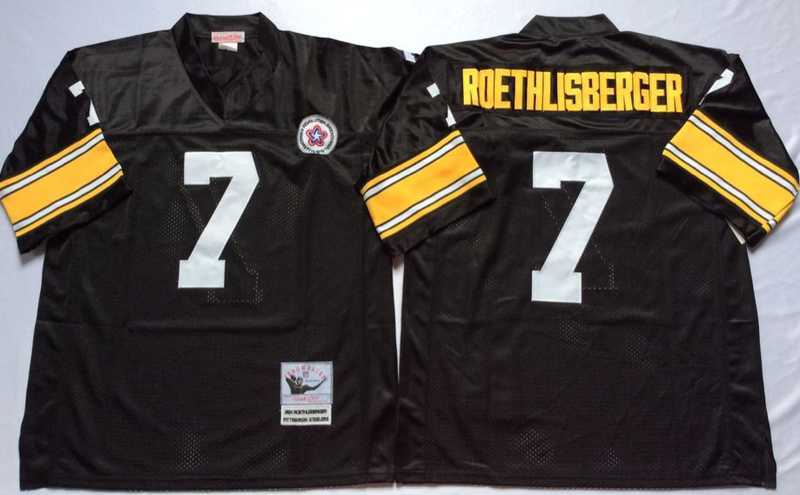 Men's Pittsburgh Steelers #7 Ben Roethlisberger Black Throwback Stitched Football Jersey,We sell and wholesale Men's Pittsburgh Steelers #7 Ben Roethlisberger Black Throwback Stitched Football Jersey on line form chian!