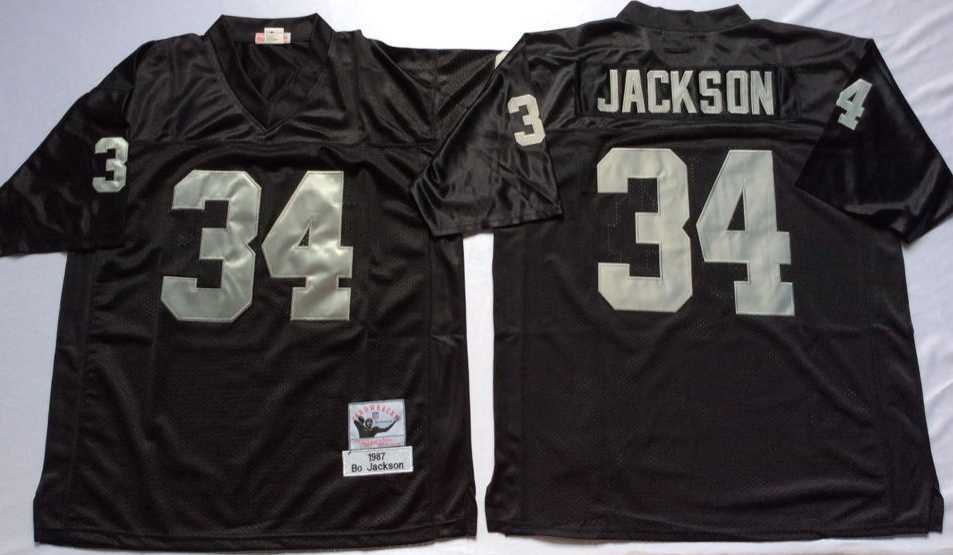 Men's Raiders #34 Bo Jackson Black Throwback Stitched Football Jersey,We sell and wholesale Men's Raiders #34 Bo Jackson Black Throwback Stitched Football Jersey on line form chian!