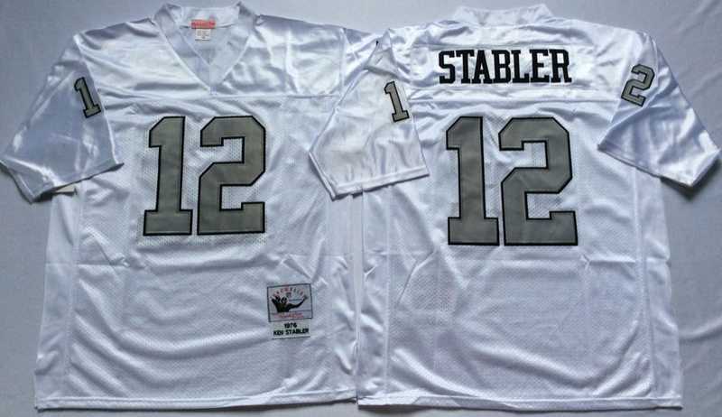 Men's Raiders #12 Ken Stabler White Silver Throwback Stitched Football Jersey,We sell and wholesale Men's Raiders #12 Ken Stabler White Silver Throwback Stitched Football Jersey on line form chian!