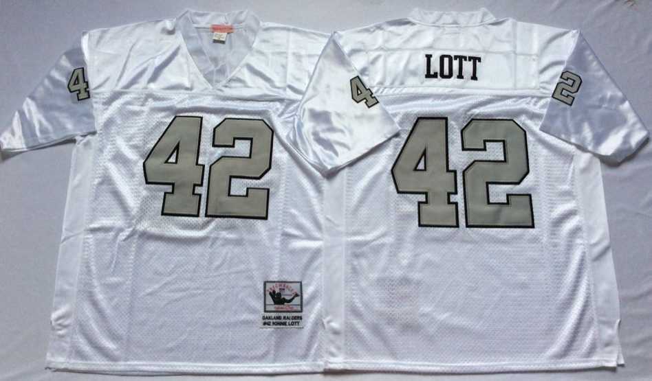 Men's Raiders #42 Ronnie Lott White Silver Number Throwback Stitched Football Jersey,We sell and wholesale Men's Raiders #42 Ronnie Lott White Silver Number Throwback Stitched Football Jersey on line form chian!