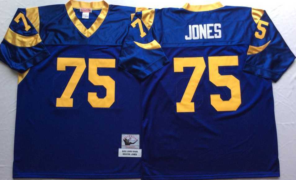 Men's Rams #75 Deacon Jones Blue Throwback Stitched Football Jersey,We sell and wholesale Men's Rams #75 Deacon Jones Blue Throwback Stitched Football Jersey on line form chian!