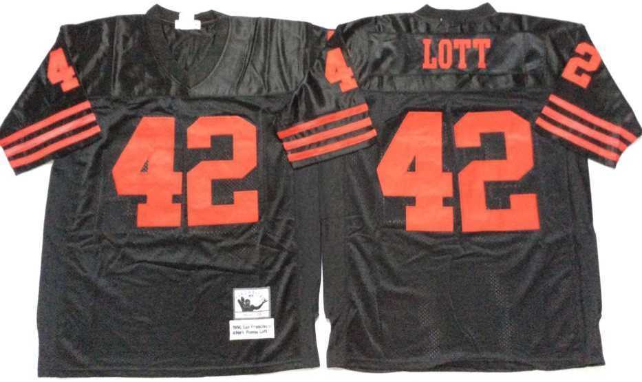 Men's San Francisco 49ers #42 Ronnie Lott Black Throwback Stitched Football Jersey,We sell and wholesale Men's San Francisco 49ers #42 Ronnie Lott Black Throwback Stitched Football Jersey on line form chian!