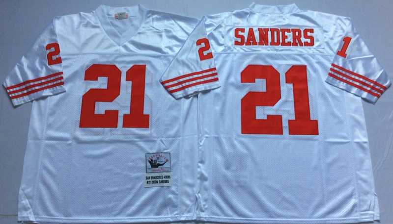 Men's San Francisco 49ers #21 Deion Sanders White Throwback Stitched Football Jersey,We sell and wholesale Men's San Francisco 49ers #21 Deion Sanders White Throwback Stitched Football Jersey on line form chian!