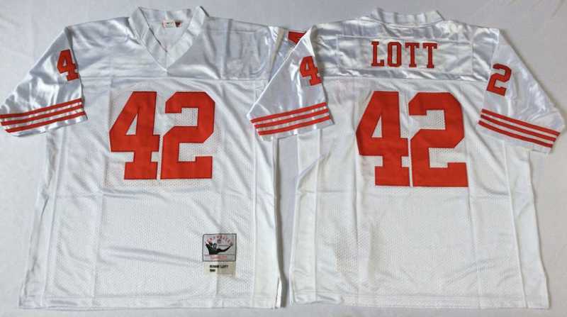 Men's San Francisco 49ers #42 Ronnie Lott White Throwback Stitched Football Jersey,We sell and wholesale Men's San Francisco 49ers #42 Ronnie Lott White Throwback Stitched Football Jersey on line form chian!