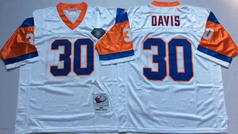 Men's Denver Broncos #30 Terrell Davis White Throwback Stitched Football Jersey,We sell and wholesale Men's Denver Broncos #30 Terrell Davis White Throwback Stitched Football Jersey on line form chian!