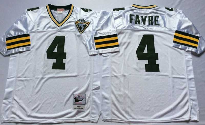 Men's Green Bay Packers #4 Brett Favre White Throwback Stitched Football Jersey,We sell and wholesale Men's Green Bay Packers #4 Brett Favre White Throwback Stitched Football Jersey on line form chian!