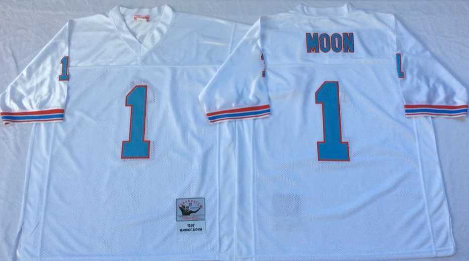 Men's Houston Oilers #1 Warren Moon White Throwback Stitched Football Jersey,We sell and wholesale Men's Houston Oilers #1 Warren Moon White Throwback Stitched Football Jersey on line form chian!