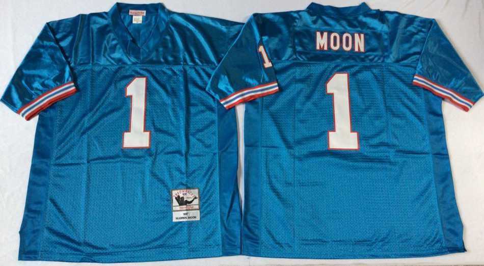 Men's Houston Oilers #1 Warren Moon Blue Throwback Stitched Football Jersey,We sell and wholesale Men's Houston Oilers #1 Warren Moon Blue Throwback Stitched Football Jersey on line form chian!
