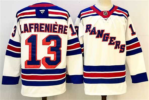 Men's New York Rangers #13 Alexis Lafreniere White 2024-25 Away Stitched Hockey Jersey,We sell and wholesale Men's New York Rangers #13 Alexis Lafreniere White 2024-25 Away Stitched Hockey Jersey on line form chian!