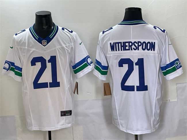 Men's Seattle Seahawks #21 Devon Witherspoon White F.U.S.E. Throwback Vapor Limited Stitched Jersey,We sell and wholesale Men's Seattle Seahawks #21 Devon Witherspoon White F.U.S.E. Throwback Vapor Limited Stitched Jersey on line form chian!