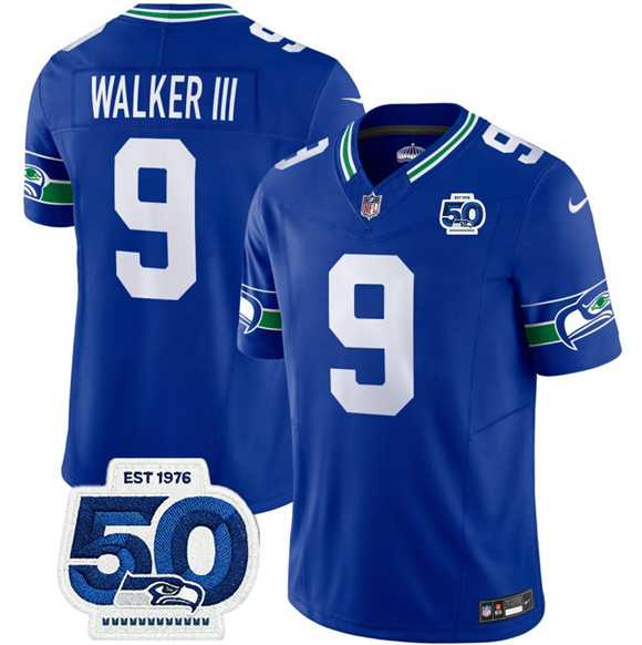 Men's Seattle Seahawks #9 Kenneth Walker III Royal 2025 F.U.S.E 50th Anniversary Patch Throwback Vapor Limited Stitched Jersey,We sell and wholesale Men's Seattle Seahawks #9 Kenneth Walker III Royal 2025 F.U.S.E 50th Anniversary Patch Throwback Vapor Limited Stitched Jersey on line form chian!