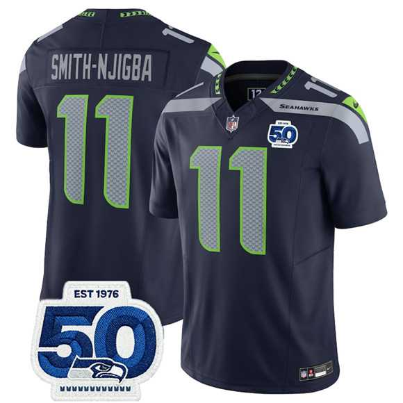 Men & Women & Youth Seattle Seahawks #11 Jaxon Smith-Njigba Navy 2025 F.U.S.E. 50th Anniversary Patch Vapor Limited Stitched Jersey,We sell and wholesale Men & Women & Youth Seattle Seahawks #11 Jaxon Smith-Njigba Navy 2025 F.U.S.E. 50th Anniversary Patch Vapor Limited Stitched Jersey on line form chian!