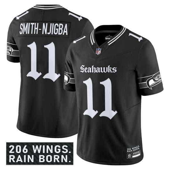 Men & Women & Youth Seattle Seahawks #11 Jaxon Smith-Njigba Black 2025 F.U.S.E. 'Gothic Rain City Shadows Edition' Vapor Limited Stitched Jersey,We sell and wholesale Men & Women & Youth Seattle Seahawks #11 Jaxon Smith-Njigba Black 2025 F.U.S.E. 'Gothic Rain City Shadows Edition' Vapor Limited Stitched Jersey on line form chian!