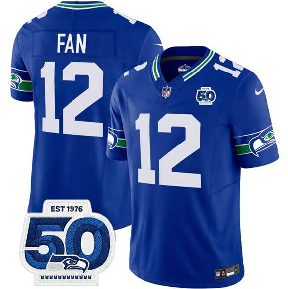 Men's Seattle Seahawks #12 Fan Royal 2025 F.U.S.E 50th Anniversary Patch Throwback Vapor Limited Stitched Jersey,We sell and wholesale Men's Seattle Seahawks #12 Fan Royal 2025 F.U.S.E 50th Anniversary Patch Throwback Vapor Limited Stitched Jersey on line form chian!