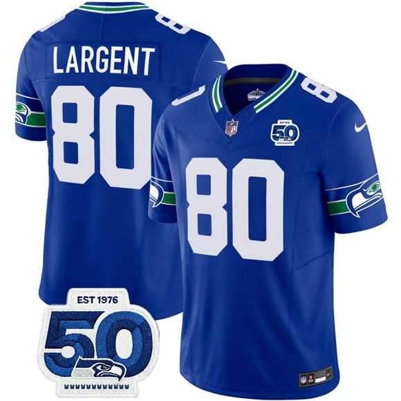Men's Seattle Seahawks #80 Steve Largent Royal 2025 F.U.S.E 50th Anniversary Patch Throwback Vapor Limited Stitched Jersey,We sell and wholesale Men's Seattle Seahawks #80 Steve Largent Royal 2025 F.U.S.E 50th Anniversary Patch Throwback Vapor Limited Stitched Jersey on line form chian!