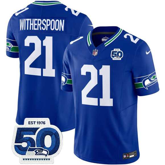 Men's Seattle Seahawks #21 Devon Witherspoon Royal 2025 F.U.S.E 50th Anniversary Patch Throwback Vapor Limited Stitched Jersey,We sell and wholesale Men's Seattle Seahawks #21 Devon Witherspoon Royal 2025 F.U.S.E 50th Anniversary Patch Throwback Vapor Limited Stitched Jersey on line form chian!