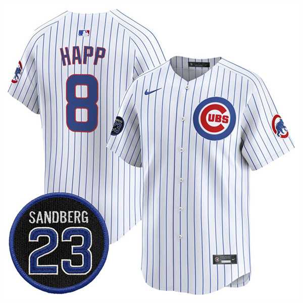 Men's Chicago Cubs #8 lan Happ White Pinstripe 'Ryne Sandberg Tribute' Vapor Limited V2 Stitched Jersey Dzhi,We sell and wholesale Men's Chicago Cubs #8 lan Happ White Pinstripe 'Ryne Sandberg Tribute' Vapor Limited V2 Stitched Jersey Dzhi on line form chian!