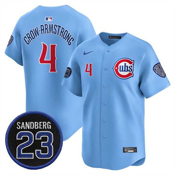Men's Chicago Cubs #4 Pete Crow-Armstrong Blue 'Ryne Sandberg Tribute' Vapor Limited V2 Stitched Jersey Dzhi,We sell and wholesale Men's Chicago Cubs #4 Pete Crow-Armstrong Blue 'Ryne Sandberg Tribute' Vapor Limited V2 Stitched Jersey Dzhi on line form chian!