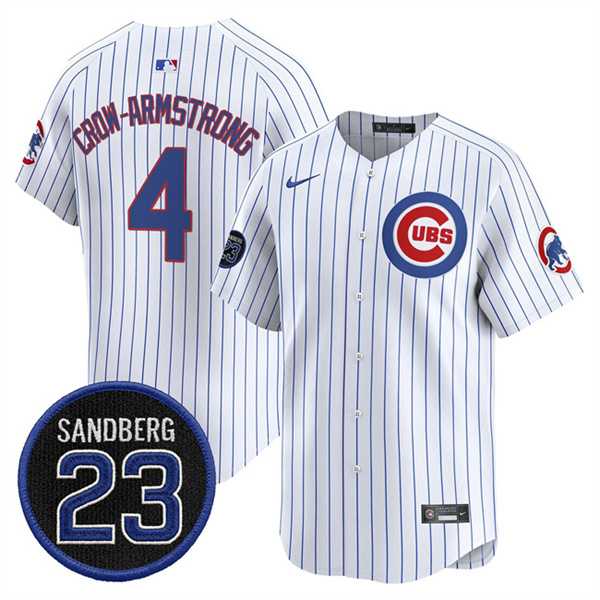 Men's Chicago Cubs #4 Pete Crow-Armstrong White Pinstripe 'Ryne Sandberg Tribute' Vapor Limited V2 Stitched Jersey Dzhi,We sell and wholesale Men's Chicago Cubs #4 Pete Crow-Armstrong White Pinstripe 'Ryne Sandberg Tribute' Vapor Limited V2 Stitched Jersey Dzhi on line form chian!