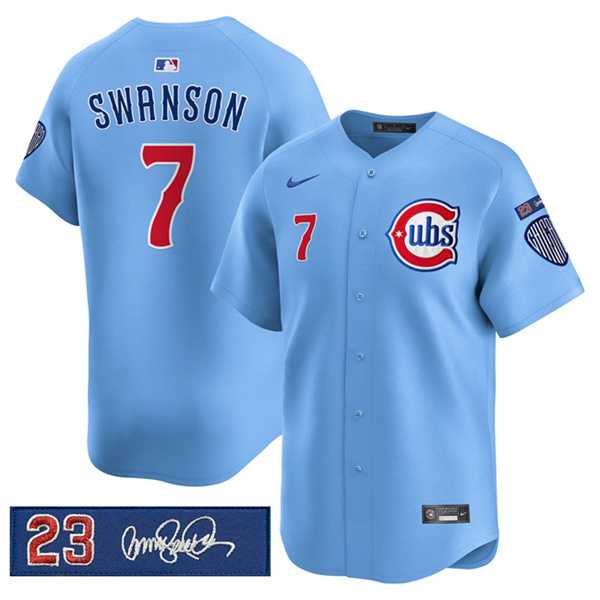 Men's Chicago Cubs #7 Dansby Swanson Blue 'Ryne Sandberg Tribute' Vapor Limited V3 Stitched Jersey Dzhi,We sell and wholesale Men's Chicago Cubs #7 Dansby Swanson Blue 'Ryne Sandberg Tribute' Vapor Limited V3 Stitched Jersey Dzhi on line form chian!
