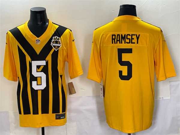 Men's Pittsburgh Steelers #5 Jalen Ramsey Gold 1933 Throwback Alternate Stitched Game Jersey,We sell and wholesale Men's Pittsburgh Steelers #5 Jalen Ramsey Gold 1933 Throwback Alternate Stitched Game Jersey on line form chian!