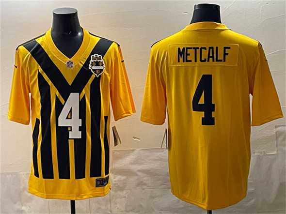 Men's Pittsburgh Steelers #4 DK Metcalf Gold 1933 Throwback Alternate Stitched Game Jersey,We sell and wholesale Men's Pittsburgh Steelers #4 DK Metcalf Gold 1933 Throwback Alternate Stitched Game Jersey on line form chian!