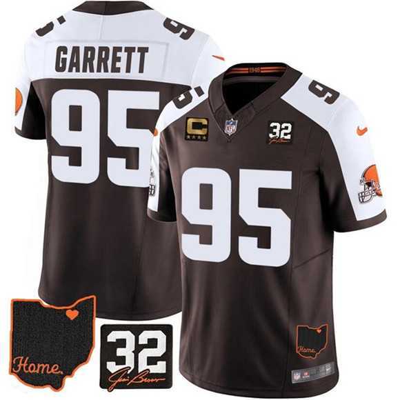 Men's Cleveland Browns #95 Myles Garrett Brown Alternate 2025 F.U.S.E. 4-Star C Patch With Jim Brown Memorial & Home Patch Vapor Limited Stitched Jersey Dzhi,We sell and wholesale Men's Cleveland Browns #95 Myles Garrett Brown Alternate 2025 F.U.S.E. 4-Star C Patch With Jim Brown Memorial & Home Patch Vapor Limited Stitched Jersey Dzhi on line form chian!