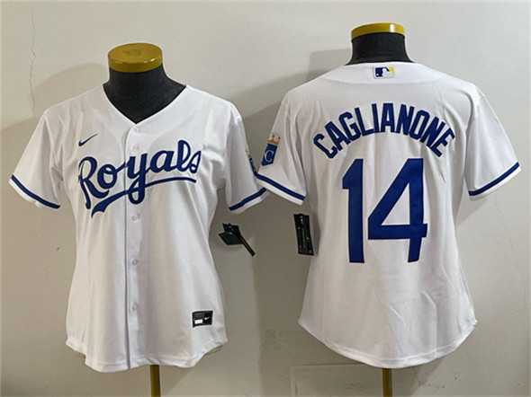 Women's Kansas City Royals #14 Jac Caglianone White Cool Base Stitched Jersey,We sell and wholesale Women's Kansas City Royals #14 Jac Caglianone White Cool Base Stitched Jersey on line form chian!