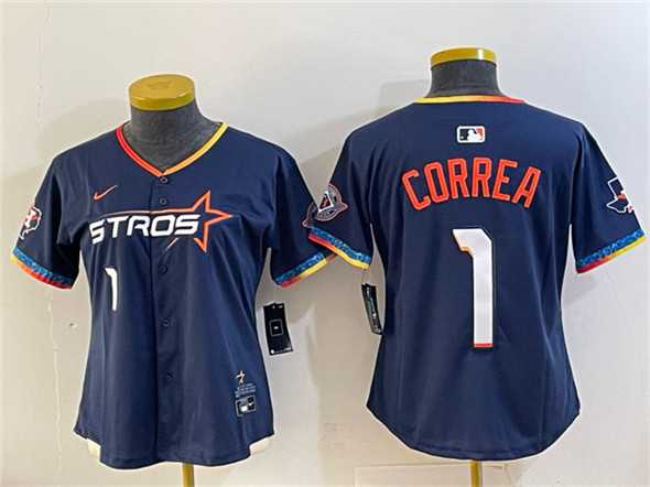 Women's Houston Astros #1 Carlos Correa Navy 2025 City Connect With Texas Patch Limited Stitched Jersey,We sell and wholesale Women's Houston Astros #1 Carlos Correa Navy 2025 City Connect With Texas Patch Limited Stitched Jersey on line form chian!