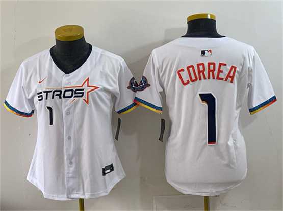 Women's Houston Astros #1 Carlos Correa White 2025 City Connect Limited Stitched Jersey,We sell and wholesale Women's Houston Astros #1 Carlos Correa White 2025 City Connect Limited Stitched Jersey on line form chian!
