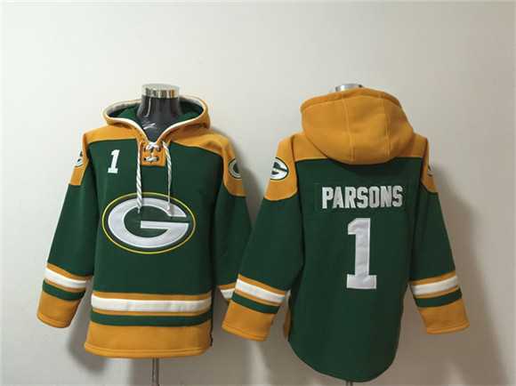 Men's Green Bay Packers #1 Micah Parsons Green Lace-Up Pullover Hoodie,We sell and wholesale Men's Green Bay Packers #1 Micah Parsons Green Lace-Up Pullover Hoodie on line form chian!