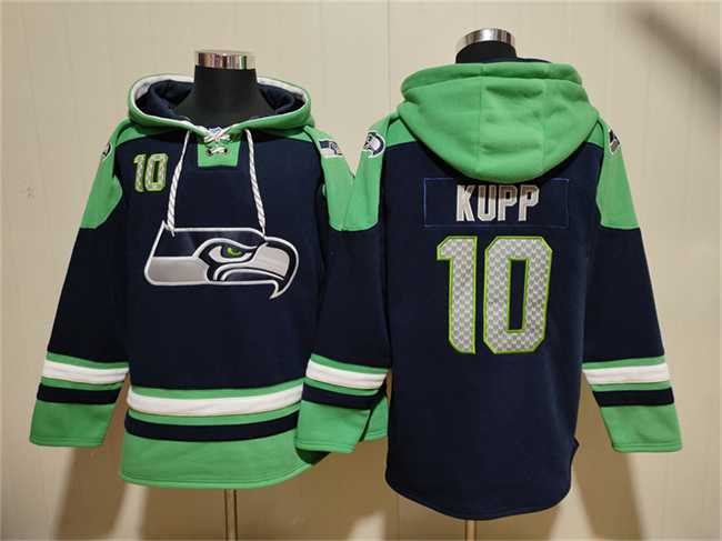 Men's Seattle Seahawks #10 Cooper Kupp Navy Green Ageless Must-Have Lace-Up Pullover Hoodie,We sell and wholesale Men's Seattle Seahawks #10 Cooper Kupp Navy Green Ageless Must-Have Lace-Up Pullover Hoodie on line form chian!