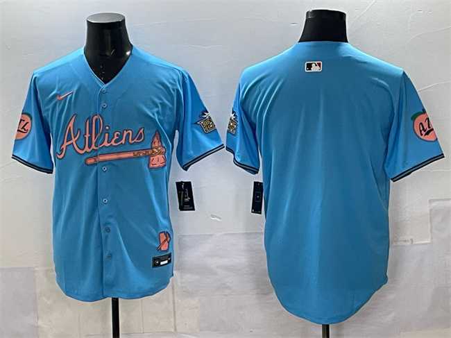 Men's Atlanta Braves Blank Blue 2024 Atliens & Peach With Outkast Patch Vapor Limited Stitched Jersey,We sell and wholesale Men's Atlanta Braves Blank Blue 2024 Atliens & Peach With Outkast Patch Vapor Limited Stitched Jersey on line form chian!