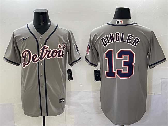 Men's Detroit Tigers #13 Dillon Dingler Gray Cool Base Stitched Jersey,We sell and wholesale Men's Detroit Tigers #13 Dillon Dingler Gray Cool Base Stitched Jersey on line form chian!