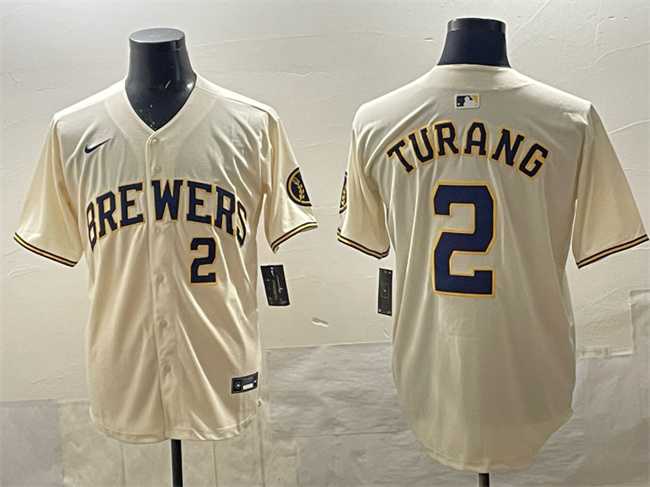 Men's Milwaukee Brewers #2 Brice Turang Cream Home Limited Stitched Jersey,We sell and wholesale Men's Milwaukee Brewers #2 Brice Turang Cream Home Limited Stitched Jersey on line form chian!