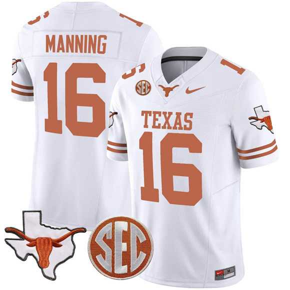 Men's Texas Longhorns #16 Arch Manning White F.U.S.E. Map & SEC Patch Vapor Limited V4 Stitched Jersey Dzhi,We sell and wholesale Men's Texas Longhorns #16 Arch Manning White F.U.S.E. Map & SEC Patch Vapor Limited V4 Stitched Jersey Dzhi on line form chian!