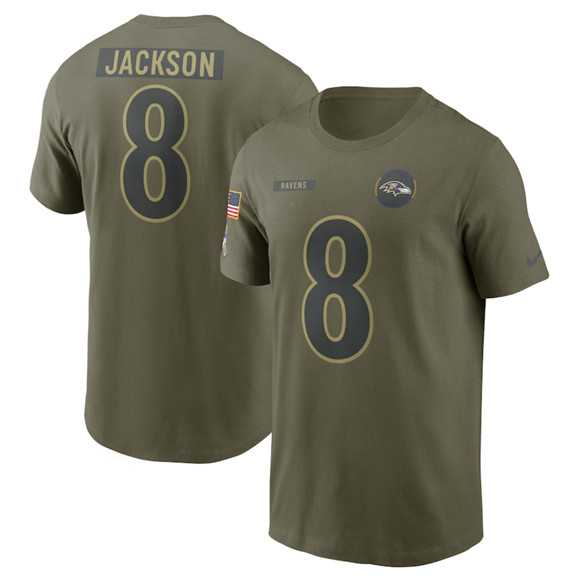 Men's Baltimore Ravens #8 Lamar Jackson Olive 2025 Salute to Service Name & Number T-Shirt,We sell and wholesale Men's Baltimore Ravens #8 Lamar Jackson Olive 2025 Salute to Service Name & Number T-Shirt on line form chian!