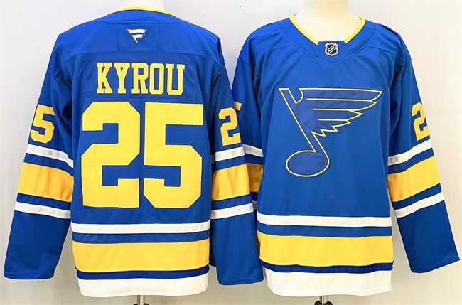 Men's St. Louis Blues #25 Jordan Kyrou Blue 2025 Stitched Hockey Jersey,We sell and wholesale Men's St. Louis Blues #25 Jordan Kyrou Blue 2025 Stitched Hockey Jersey on line form chian!