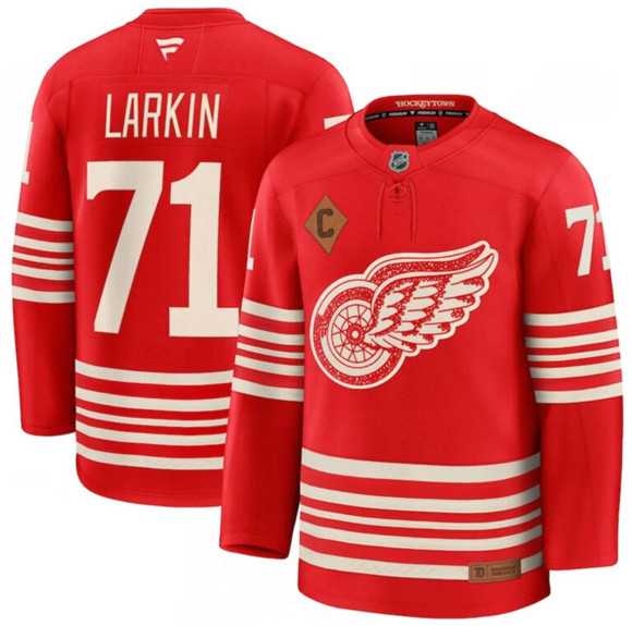 Men's Detroit Red Wings #71 Dylan Larkin Red 2025 With C Patch Centennial Premium Stitched Jersey Dzhi,We sell and wholesale Men's Detroit Red Wings #71 Dylan Larkin Red 2025 With C Patch Centennial Premium Stitched Jersey Dzhi on line form chian!