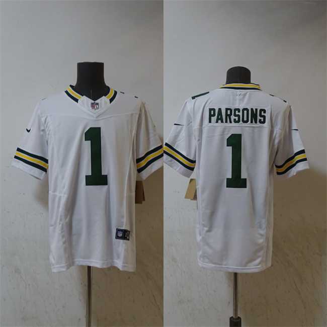 Men's Green Bay Packers #1 Micah Parsons White Vapor 2025 F.U.S.E. Limited Stitched Jersey,We sell and wholesale Men's Green Bay Packers #1 Micah Parsons White Vapor 2025 F.U.S.E. Limited Stitched Jersey on line form chian!