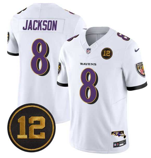 Men's Baltimore Ravens #8 Lamar Jackson White 2025 F.U.S.E Jacoby Jones Patch Vapor Limited Jersey Dzhi,We sell and wholesale Men's Baltimore Ravens #8 Lamar Jackson White 2025 F.U.S.E Jacoby Jones Patch Vapor Limited Jersey Dzhi on line form chian!
