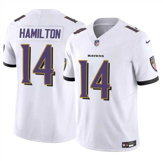 Men's Baltimore Ravens #14 Kyle Hamilton White 2025 F.U.S.E. Vapor Limited Jersey Dzhi,We sell and wholesale Men's Baltimore Ravens #14 Kyle Hamilton White 2025 F.U.S.E. Vapor Limited Jersey Dzhi on line form chian!