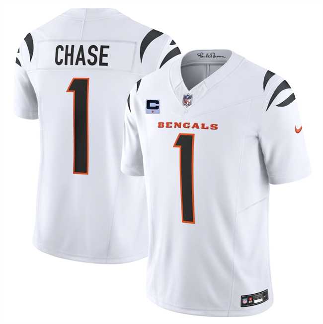 Men's Cincinnati Bengals #1 Ja'Marr Chase White 2025 F.U.S.E. With 1-Star C Patch Vapor Untouchable Limited Stitched Jersey Dzhi,We sell and wholesale Men's Cincinnati Bengals #1 Ja'Marr Chase White 2025 F.U.S.E. With 1-Star C Patch Vapor Untouchable Limited Stitched Jersey Dzhi on line form chian!