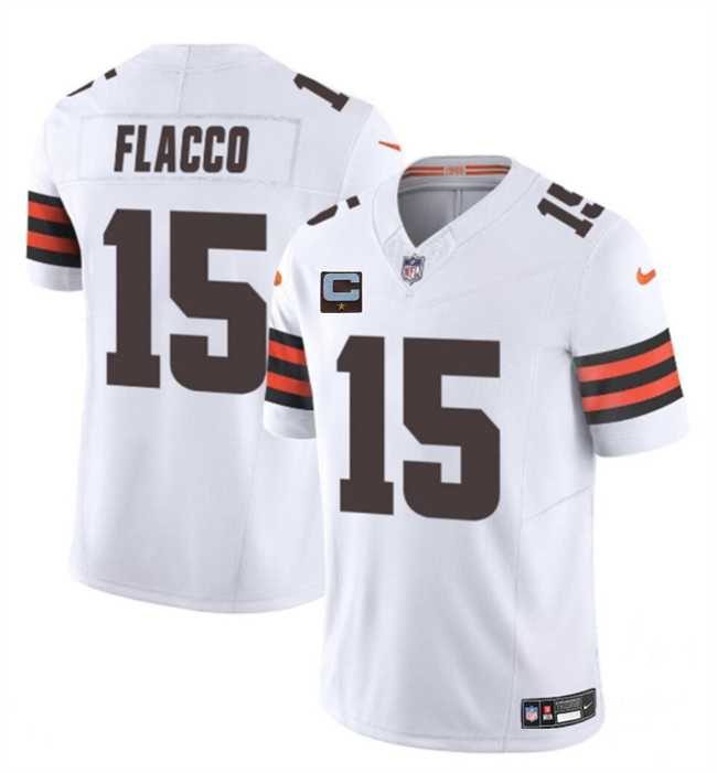 Men's Cleveland Browns #15 Joe Flacco White 2025 F.U.S.E. With 1-Star C Patch Vapor Limited Stitched Jersey Dzhi,We sell and wholesale Men's Cleveland Browns #15 Joe Flacco White 2025 F.U.S.E. With 1-Star C Patch Vapor Limited Stitched Jersey Dzhi on line form chian!