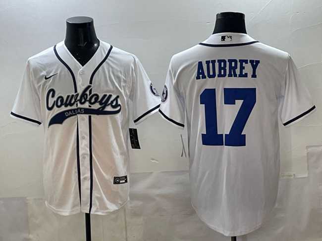 Men's Dallas Cowboys #17 Brandon Aubrey White Cool Base Stitched Baseball Jersey,We sell and wholesale Men's Dallas Cowboys #17 Brandon Aubrey White Cool Base Stitched Baseball Jersey on line form chian!