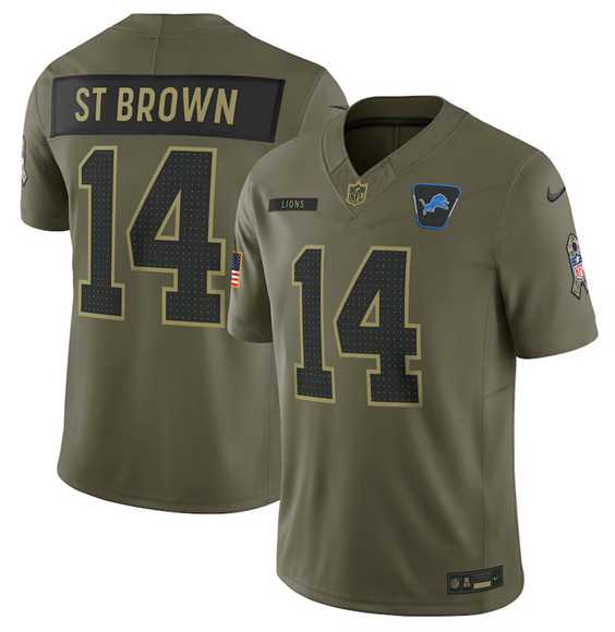 Men's Detroit Lions #14 Amon-Ra St. Brown Olive 2025 Salute to Service Limited Stitched Jersey Dyin,We sell and wholesale Men's Detroit Lions #14 Amon-Ra St. Brown Olive 2025 Salute to Service Limited Stitched Jersey Dyin on line form chian!