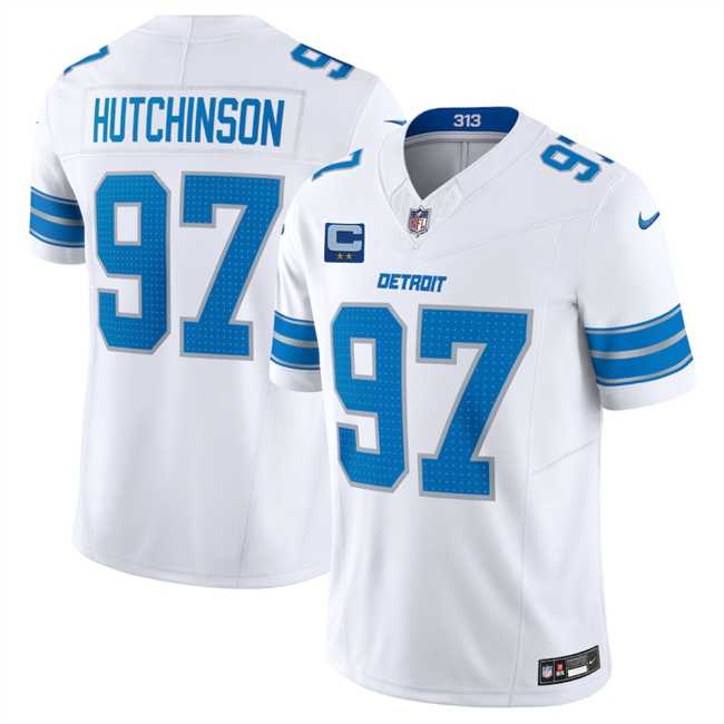 Men's Detroit Lions #97 Aidan Hutchinson White 2025 F.U.S.E. With 2-Star C Patch Vapor Limited Stitched Jersey Dzhi,We sell and wholesale Men's Detroit Lions #97 Aidan Hutchinson White 2025 F.U.S.E. With 2-Star C Patch Vapor Limited Stitched Jersey Dzhi on line form chian!