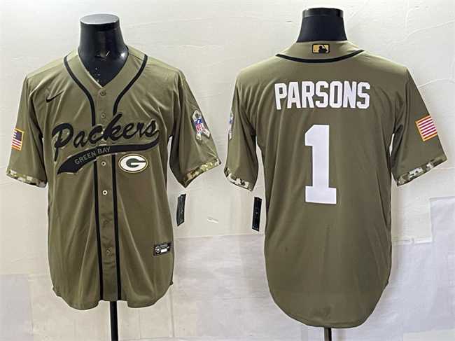 Men's Green Bay Packers #1 Micah Parsons Olive Salute to Service Cool Base Stitched Baseball Jersey,We sell and wholesale Men's Green Bay Packers #1 Micah Parsons Olive Salute to Service Cool Base Stitched Baseball Jersey on line form chian!