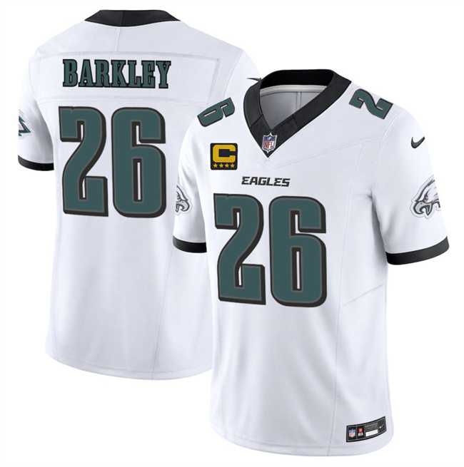 Men's Philadelphia Eagles #26 Saquon Barkley White 2025 F.U.S.E. With 4-Star C Patch Vapor Untouchable Limited Stitched Jersey Dzhi,We sell and wholesale Men's Philadelphia Eagles #26 Saquon Barkley White 2025 F.U.S.E. With 4-Star C Patch Vapor Untouchable Limited Stitched Jersey Dzhi on line form chian!