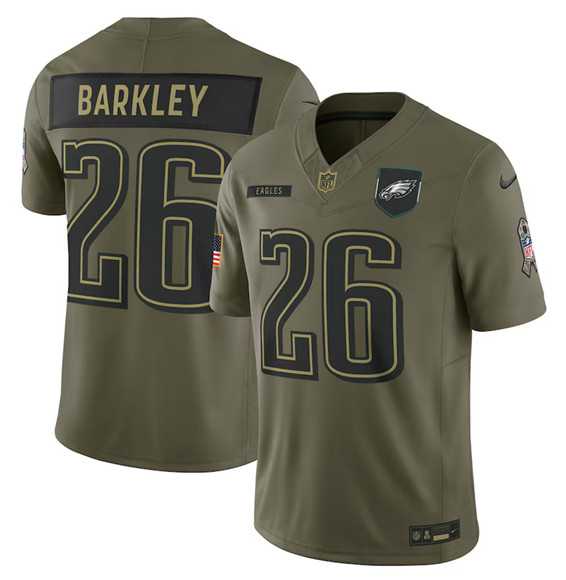 Men's Philadelphia Eagles #26 Saquon Barkley Olive 2025 Salute to Service Limited Stitched Jersey Dyin,We sell and wholesale Men's Philadelphia Eagles #26 Saquon Barkley Olive 2025 Salute to Service Limited Stitched Jersey Dyin on line form chian!